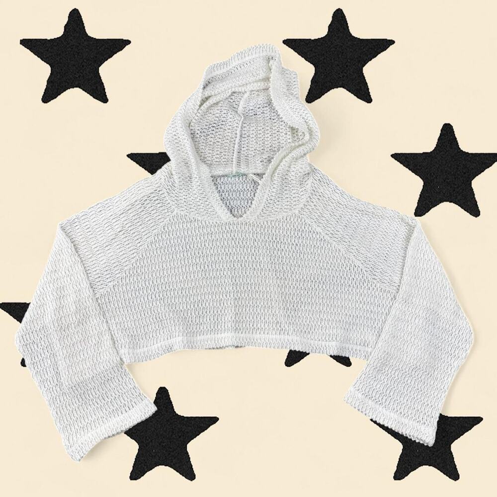 ★ Kimchi Blue Cropped Knit Hoodie – Y2K Urban Outfitters ★